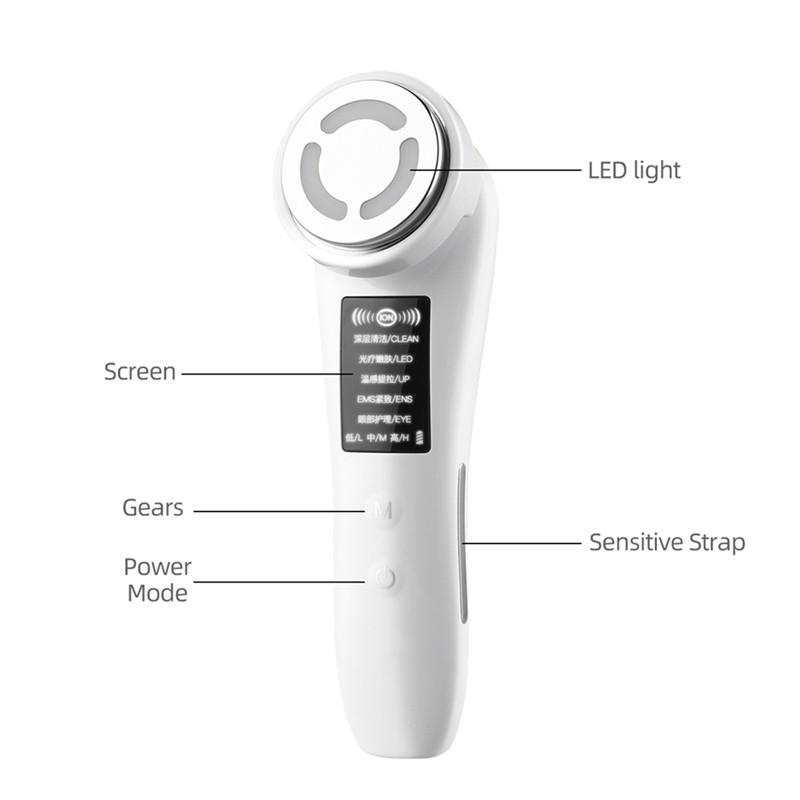 Dispositivo de belleza facial BY2 5 en 1, LED Photon EMS, reafirmante facial, herramienta de belleza antienvejecimiento y antiarrugas