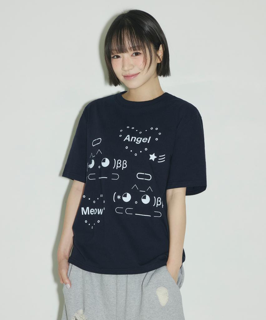 Seulliggeullou Angel Emoji T-Shirt [Navy]