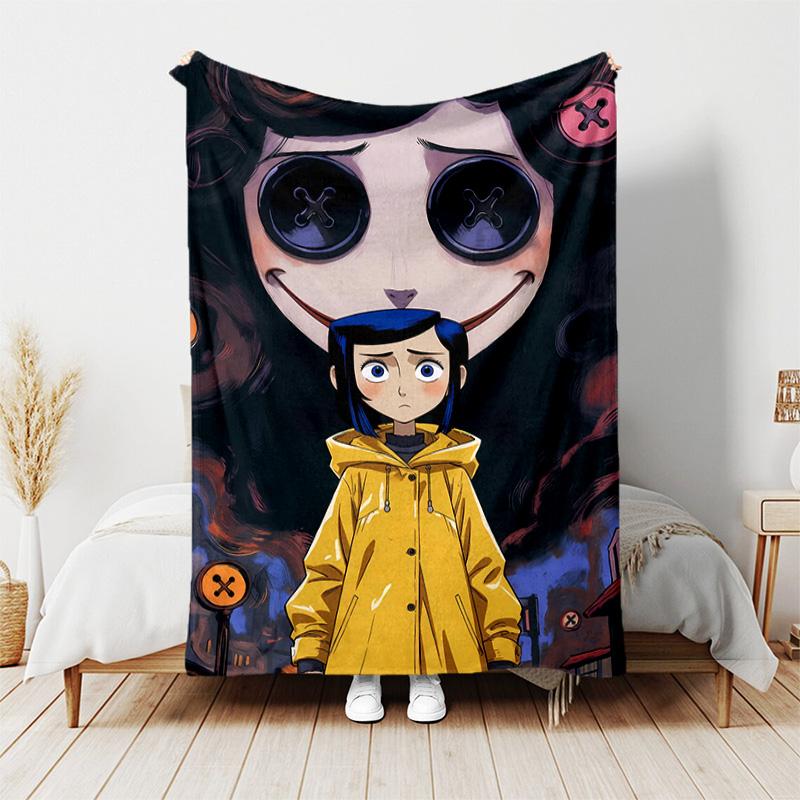 1pc Blanket - Coraline Print Design, Lightweight Blanket for Sofa, Bed- Soft &Warm, Gift for All Seasons
