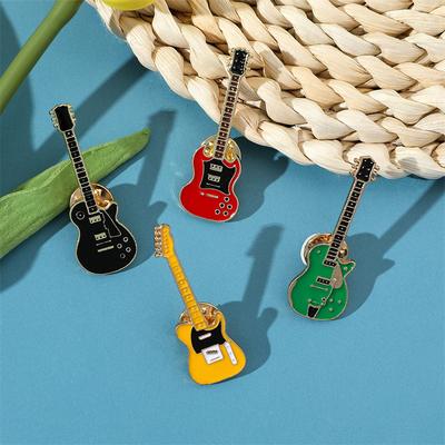 Musical Instrument Series Electric Guitar Violin Metal Enamel Brooch Fashion Personality Lapel Pin Badge Jewelry Gift for Friend