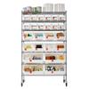 7-Tier Rolling Bin Storage Rack, 24 Organizer Bins, Bin Rack Storage Steel Wire Shelving System with Wheels, Mobile Tool Organizer for Garage,
