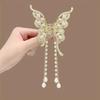 1 Pcs Fashion Exquisite Artificial Pearl Tassel Crystal Butterfly Hair Claws For Women Girls Party Hair Accessories