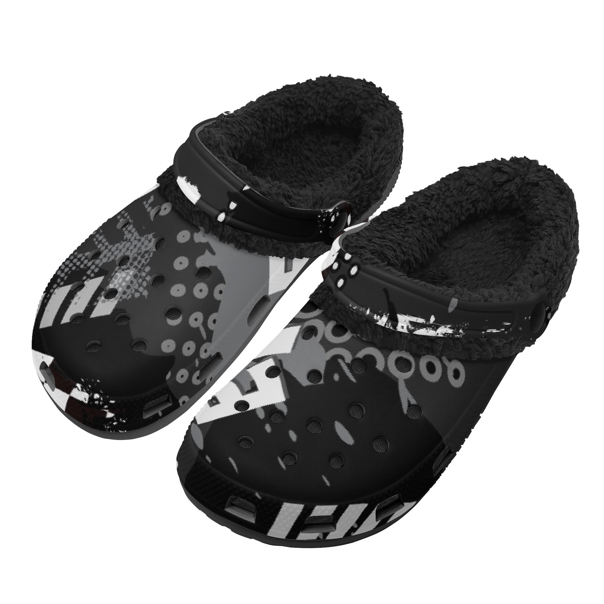 

1 пара уютных ЭВА клогов с меховой подкладкой для мужчин и женщин, теплые зимние комфортные туфли слипоны, легкие, мягкие, для повседневной носки в помещении и на улице 48 чёрный