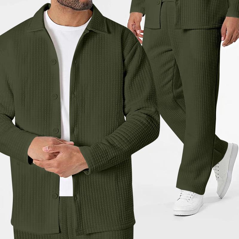 Men's Fashion 2025 Spring/Autumn Wrinkle-Resistant Checked Jacket & Long Pants Set