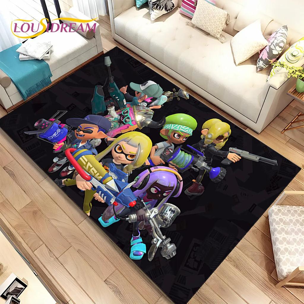Games,Splatoon, Cartoon Gamers Area Rug,Carpet Rug for Living Room Bedroom Sofa Doormat Decoration, Kid Play Non-slip Floor Mat