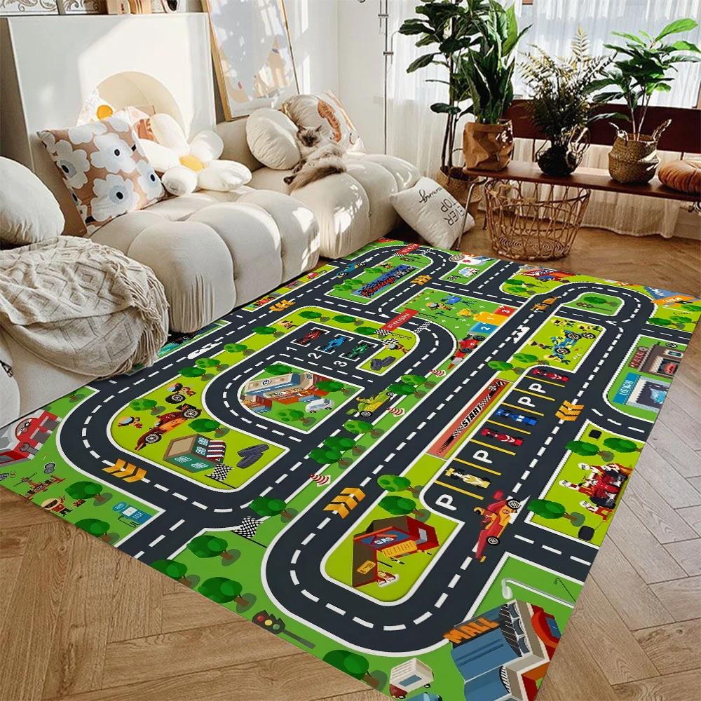 Map Illustration Children's Carpet Home Decoration, Large Size For Study And Bedroom, Noise-Reducing And Dirt-Resistant