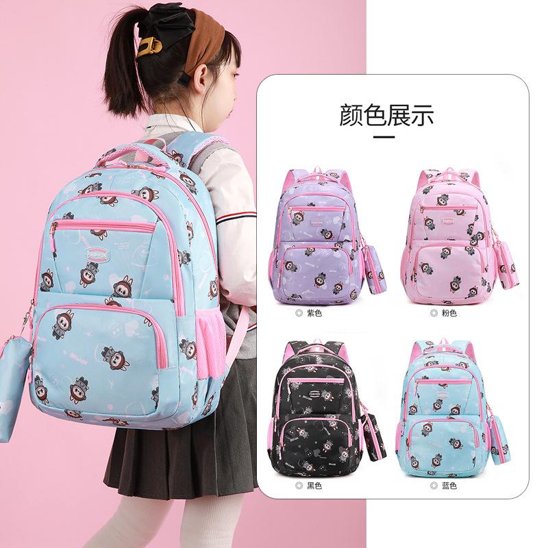 New cartoon cute backpack for primary and secondary school students, large capacity and lightweight schoolbag, leisure travel backpack