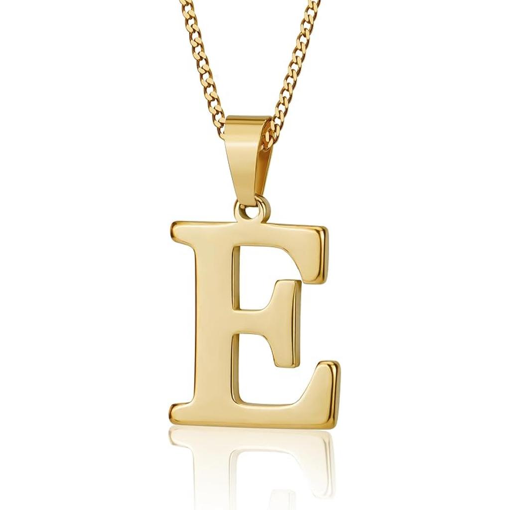 Suweibuke Initial Necklace for Men Women Boys Girls, 18K Gold Plated 26 Letters Pendant Necklace, Personalized Jewelry Gifts