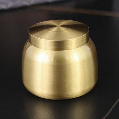 Messing poederdoosje, afgesloten poederpotje, antieke poederfles, een emmer gouden blikjes, mini vochtbestendig, draagbare theeblikjes
