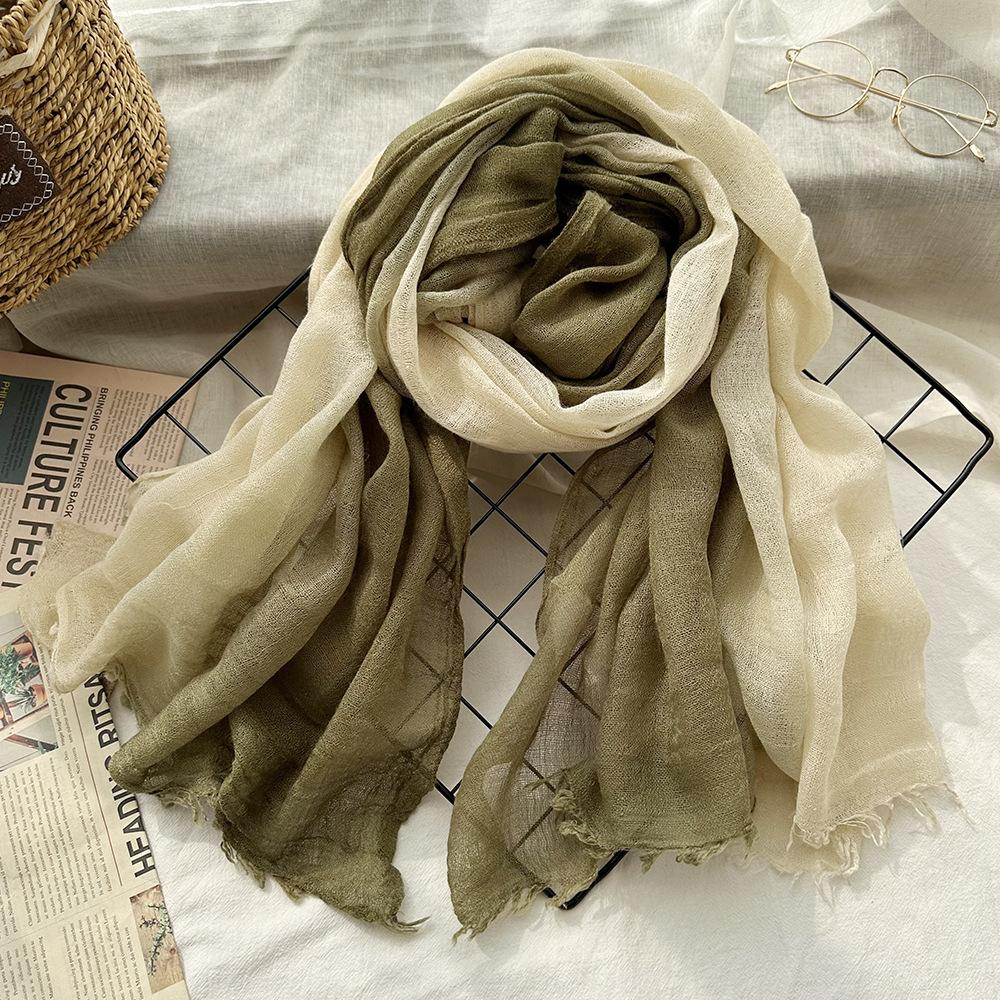 Wool scarf new solid color handmade hanging dye women's gradual change of color soft high-end silk scarf travel photography with shawl