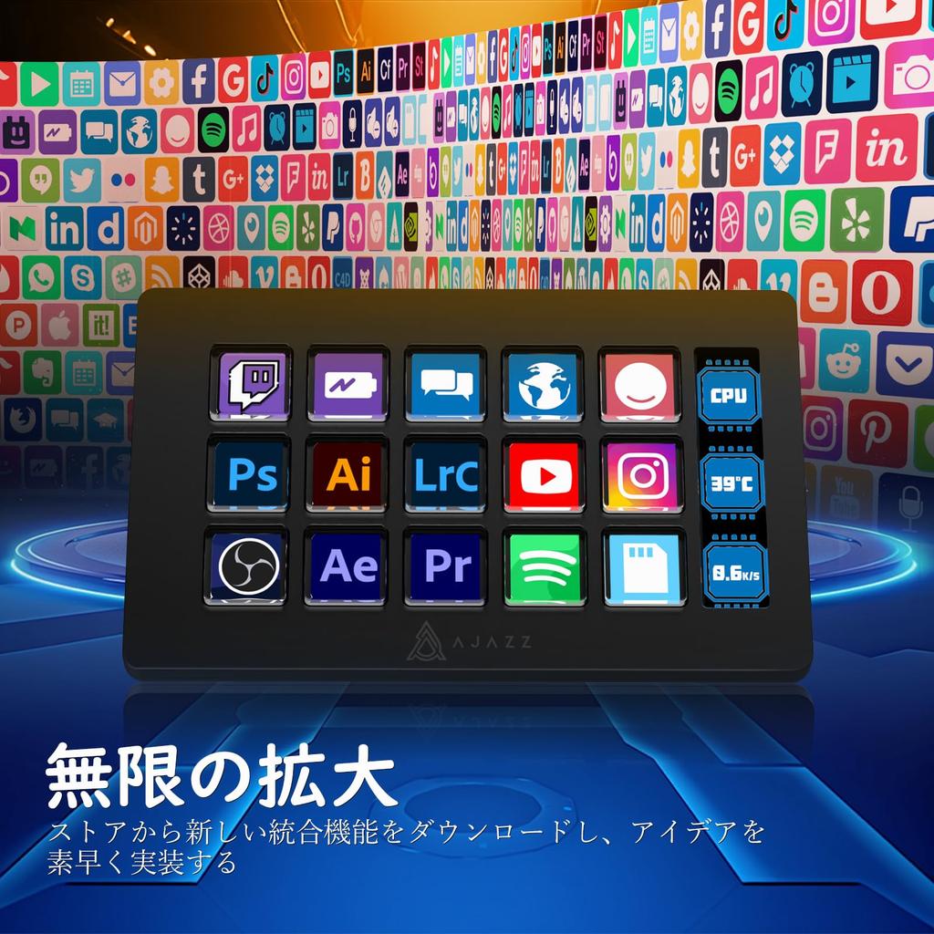 MAMBASNAKE x AJAZZ AKP153 Studio Stream 15 Macro Trigger Actions in Apps and Software Like Custom Console for Live Video Deck, Controller, Keys, OBS,