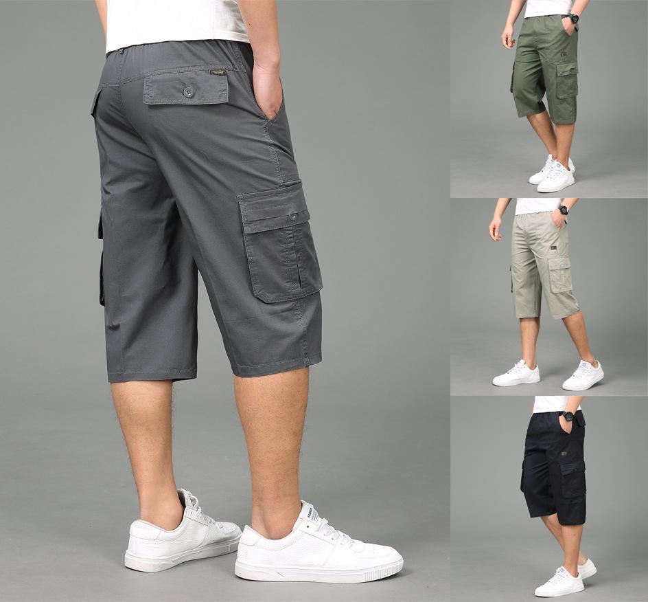 Summer Loose Straight Cropped Pants Large Size Tooling Sports Shorts Casual Middle Pants Dad Middle-aged and Elderly Shorts Breeches