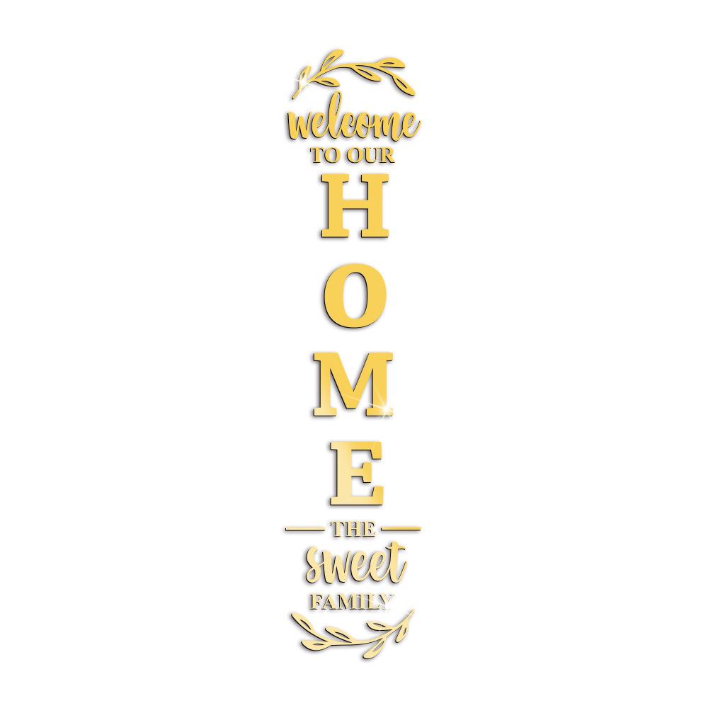 English Letters 3D Mirror Wall Sticker, Self-Adhesive Acrylic Decal, Welcome To Our Home The Sweet Family Combination Home Decor