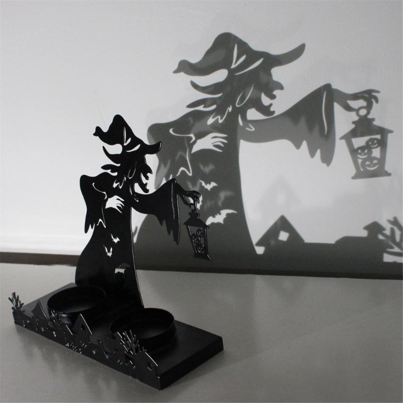 Witches Shape Iron Candle Holder,Witches Lamp Candle Stand for Halloween Party and Haunteds House Display