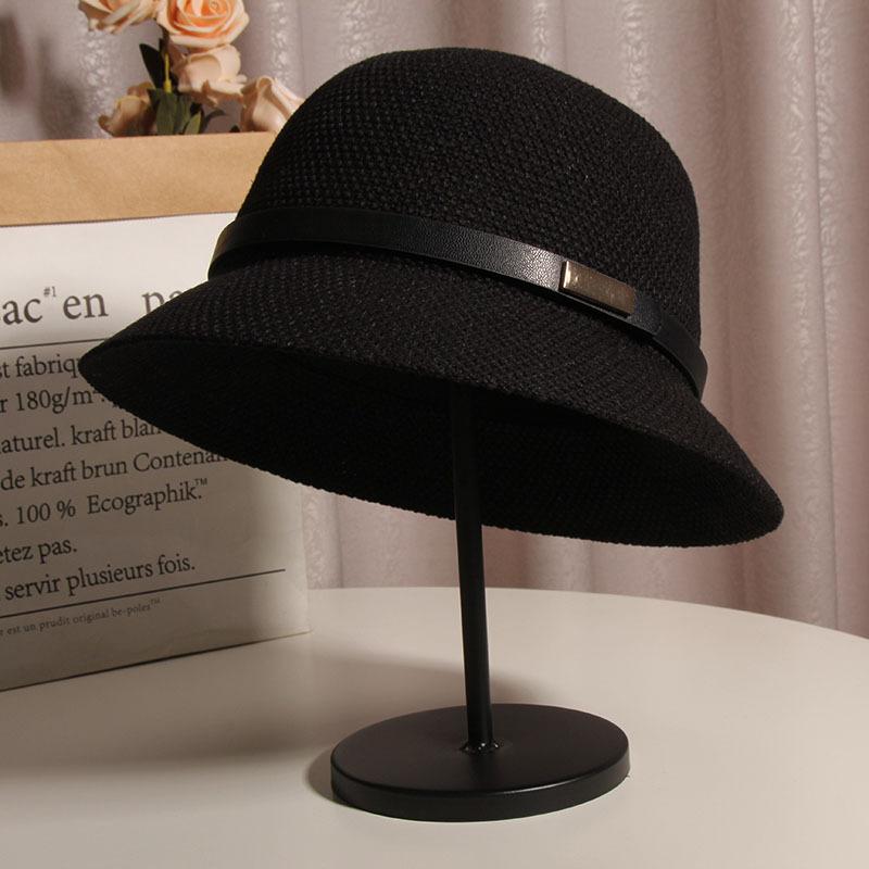 Hollow linen bucket hat women's fashion versatile basin hat summer sun protection visor hat