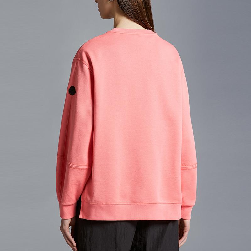 Moncler SS24 Embossed Logo Side Slit Long Sleeve Sweatshirt Women Sweatshirt Pink J10938G00006809KR416