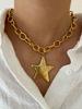 1pc Summer Beach Sea Star Pendant Thick Chain Necklace, Suitable For Women Daily, Party, Travel