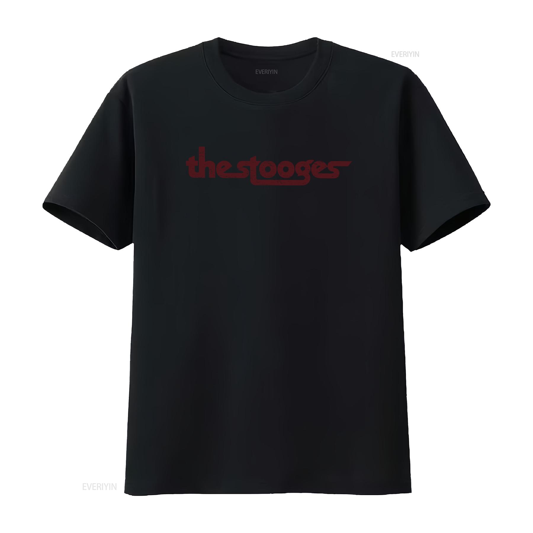 

The Stooges Vintage Logo Black T Shirt New Official Design Retro Style High Quality Print vintage Washed homme Breathable L