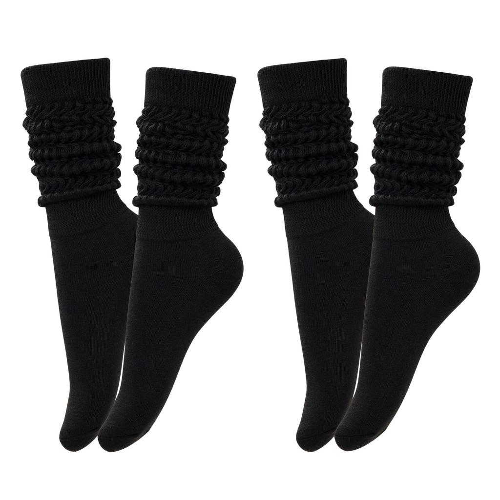 RMSWEETYIL Long Stacked Slouch Scrunch Socks for Women 80s 90s Loose Chunky Cotton Tall Knee High Boot Tube Slouch Socks