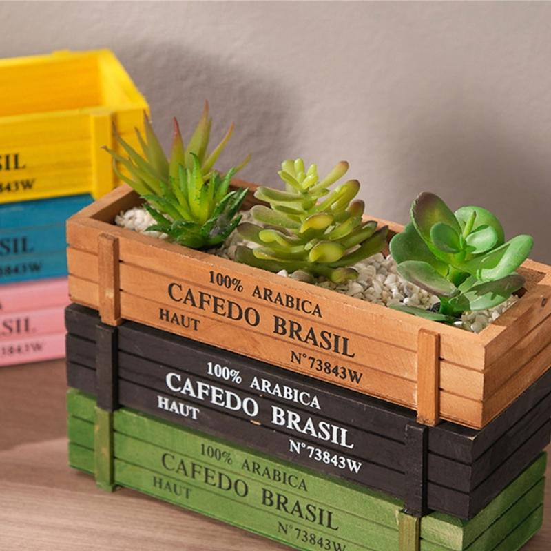 Wooden Rectangle Troughs Box Plant Bed Planter Box Garden Plant Flower Pots Succulents Pot Rectangle Troughs Box Plant