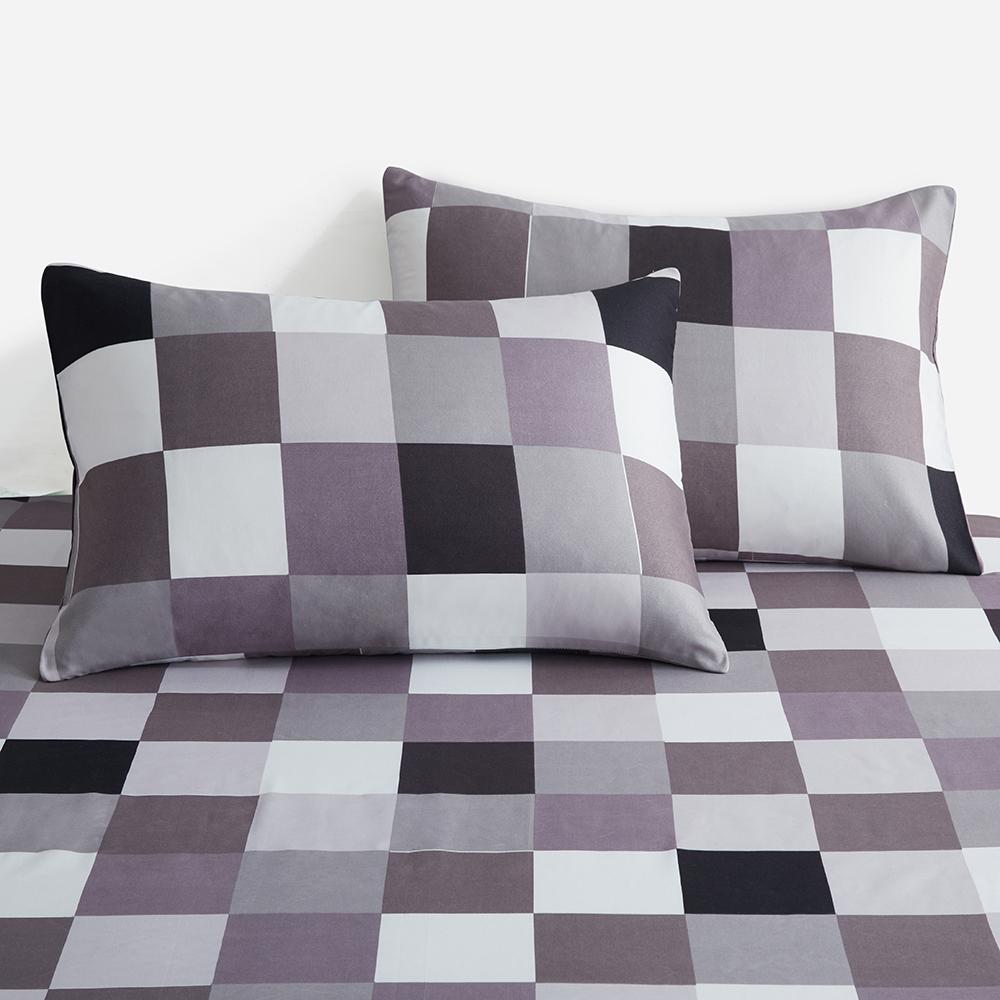 Colorful Plaid Fitted Sheet Twin Queen 3Pcs Geometric Grid Bed Sheet Set Microfiber Lattice Checkerd Bed Sheets - Deep Pocket