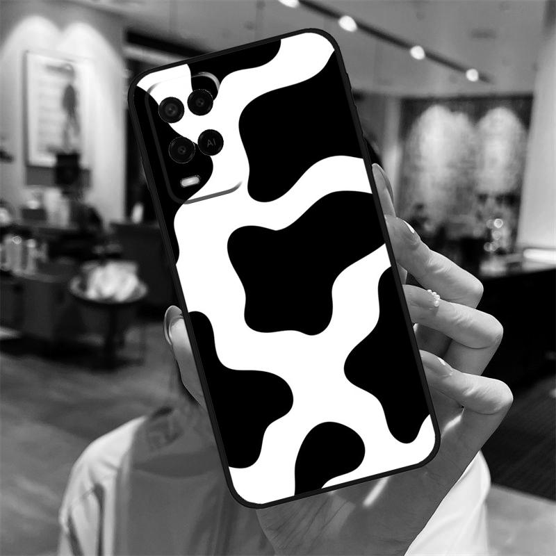 Spotted Cow Skin Print Case For Oppo A94 A74 A54 A18 A38 A58 A78 A98 A40 A60 A80 A16 A76 A96 A15 A17 A77 A57S Cover