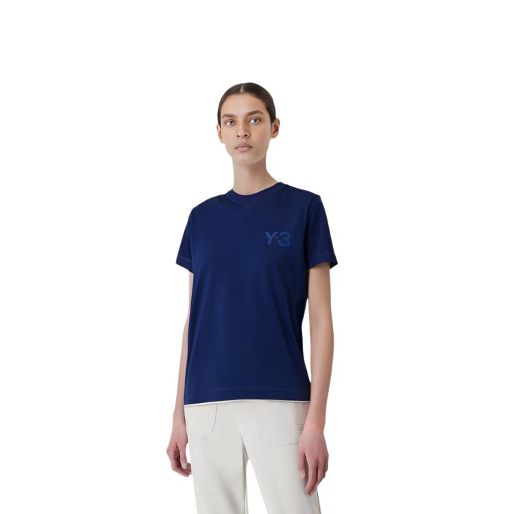 Y-3 FW21 Logo Pullover Short Sleeve T-Shirt Women T-Shirts Blue H61898