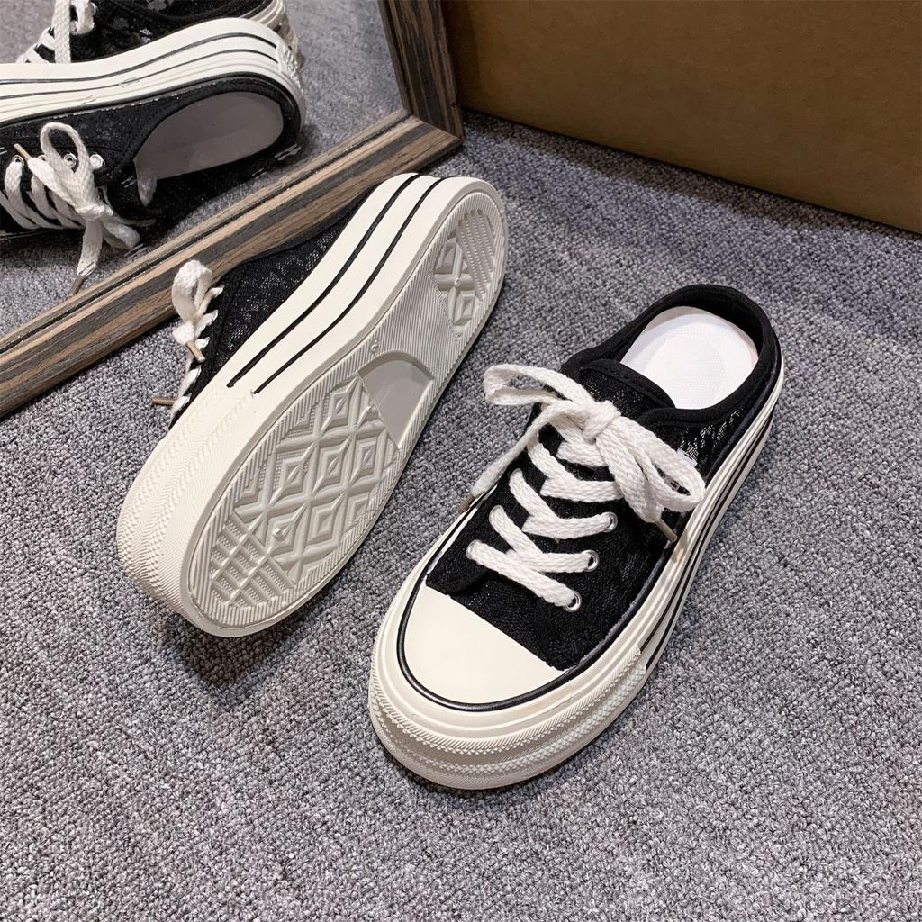 Baotou Board Shoes Women's Summer Wear 2025 New Mesh Shoes Versatile Breathable Mesh Heel-free Muffin Women's Shoes