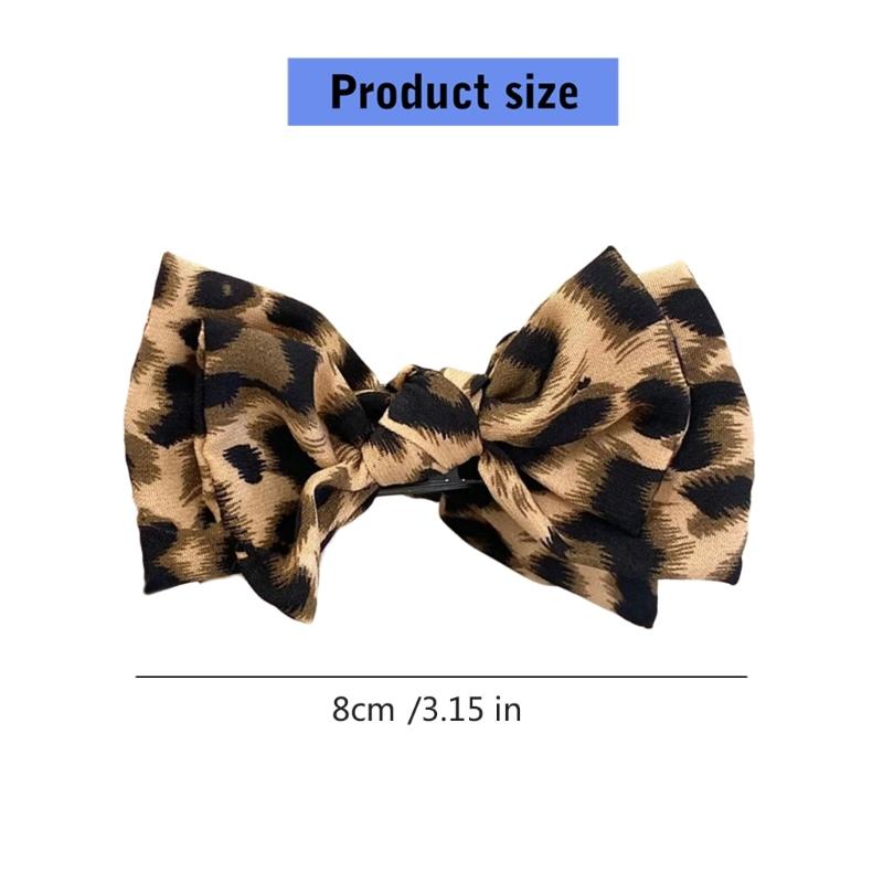 Leopard Pattern Bowknot Hair Claw Clip For Women NonSlip Ponytail Holder Hair Clamp For Thick Fine Hair Styling Tool