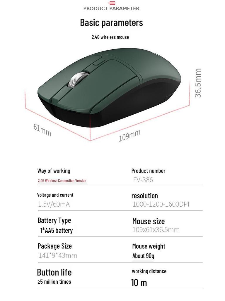 FV-386 Dual Mode Silent Metal Mouse: Wireless 2.4G + Bluetooth for Laptop/Desktop