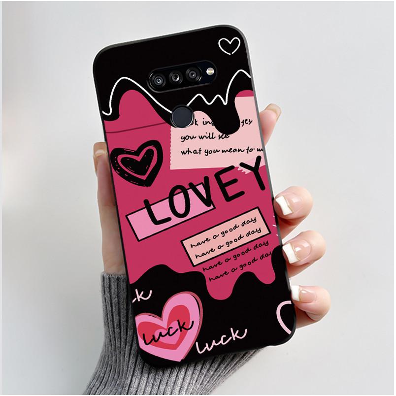 Soft Shockproof Phone Case For LG K50S Bumper Silicone Black Case New Design Viral Pattern Koi Shell Cute Colorful Cover