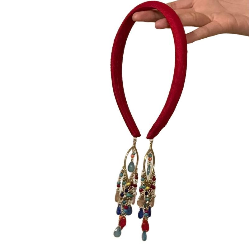 Red Tassel Headband Hair Clip Hair Accessory One size fits all красный