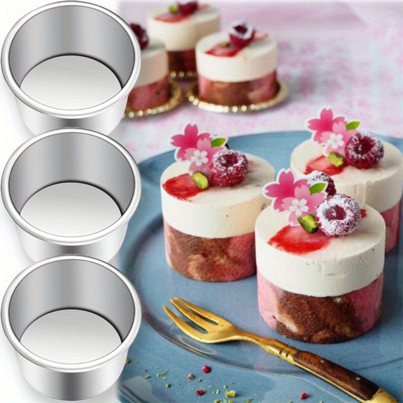 2pcs 2-Inch Mini Cake Pans Set - Non-Stick Removable Base for Cheesecakes, Cupcakes, Desserts