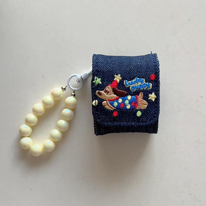 Cute Denim Earphone Bag Case For Earphone Protector Cover Headset Box Cases Wireless Bluetooth Earphone Accessories