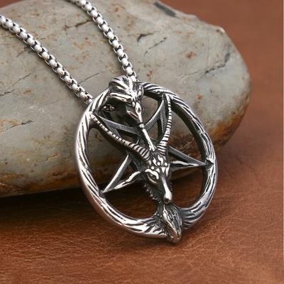 Punk Vintage Pentagram Koyun Kolye Erkekler İçin Gotik Paslanmaz Çelik Hayvan Kolye Muska Moda Takı Hediyeler Toptan