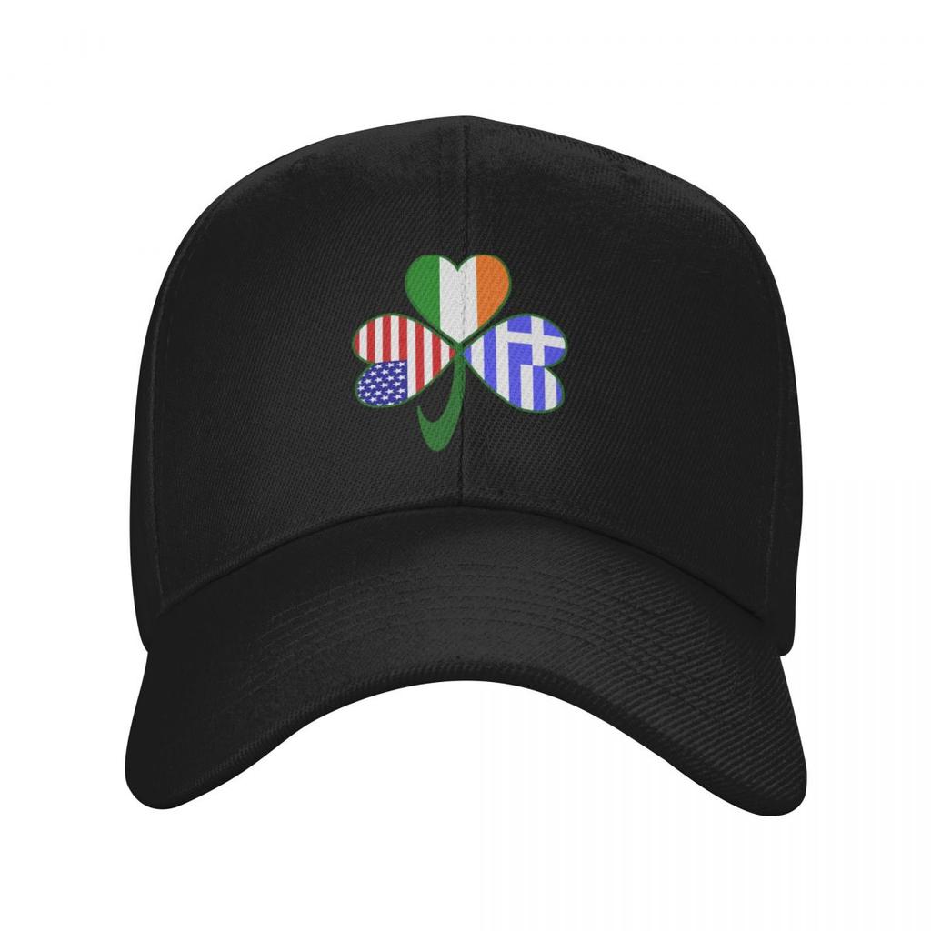 Greek Irish USA Shamrock Baseball Cap Trucker Cap Wild Ball Hat custom Hat Men's Women's