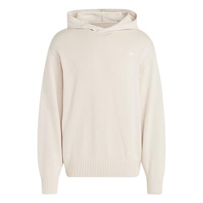 adidas Originals Trefoil Solid Logo Embroidered Hooded Long Sleeve Knitted Top Men Tops Miracle-White HR2977