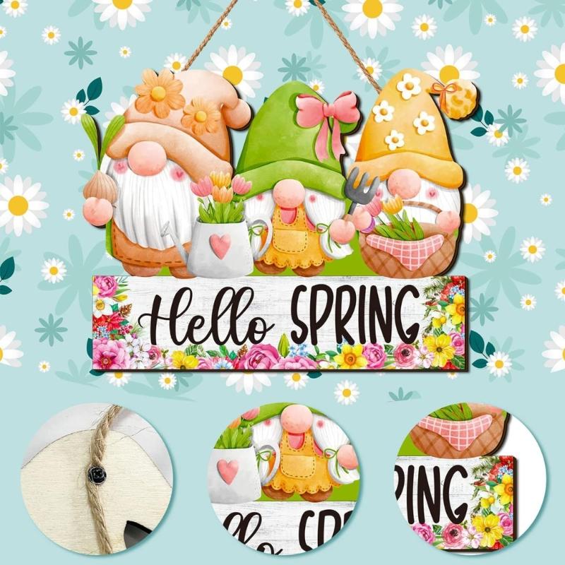 Decorative Spring Wood Decors Sign Hello Spring Wood Hangings Sign Unique Door Hangings, Home & Offices Decorations
