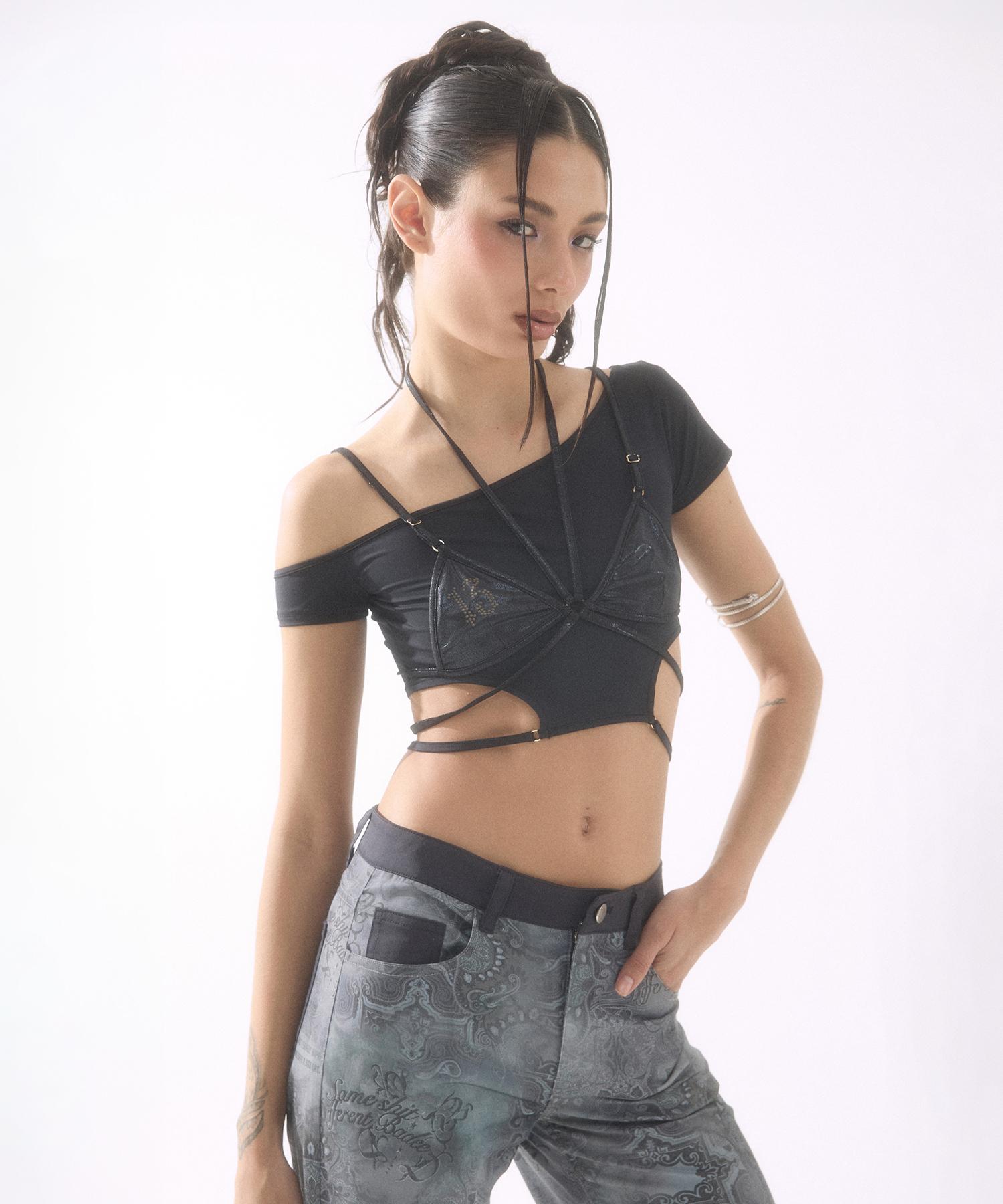 Buddy Layered Strap Bra Top Black Black/M