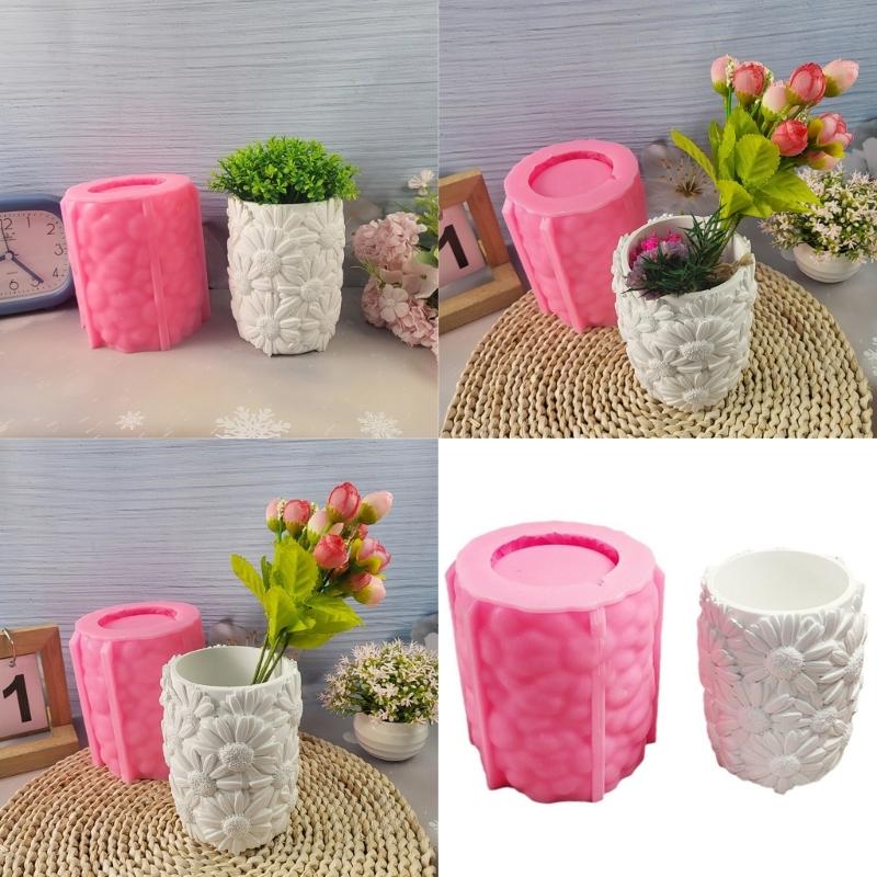Silicone Vase Moulds Silicone Planter Molds Flower Pattern Crafting Molds Ornament Moulds Suitable for Flower Vase