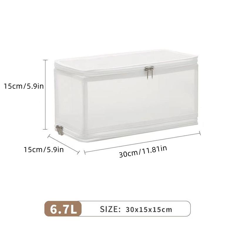 1pc Transparent Storage Box With Handles Foldable Underwear Clothes Storage Box Organizer Of Home Wardrobe Closet Bedroom White 6.7L