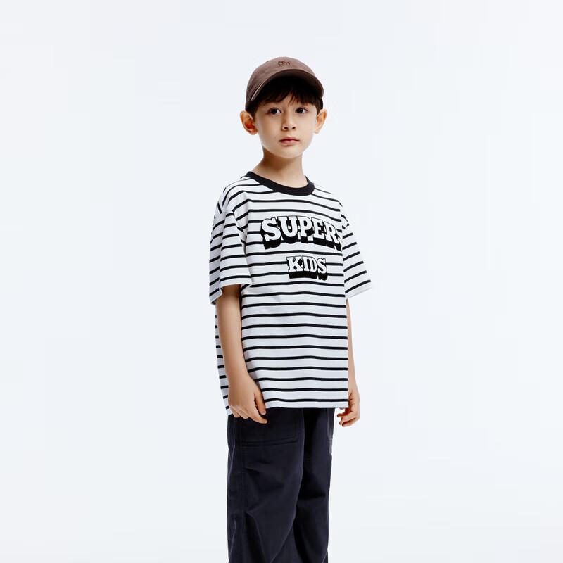 little MO&Co. Kids  Unisex Striped Cotton T-Shirt 130