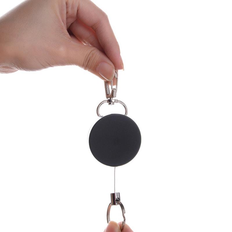 1pcs All Metal Easy Pull Buckle 4 High Resilient Telescopic Rope Key Ring Anti-theft Stretch Keychain