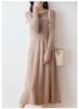 Women's Autumn Loose Merino Wool Crew Neck Sweater Dress Over-the-Knee