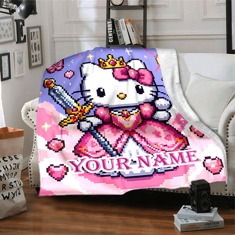 Customizable HelloKitty13 Throw Blanket – Personalized Name, All-Season Cozy Snug Blanket, Machine Washable, Personalized Blanket