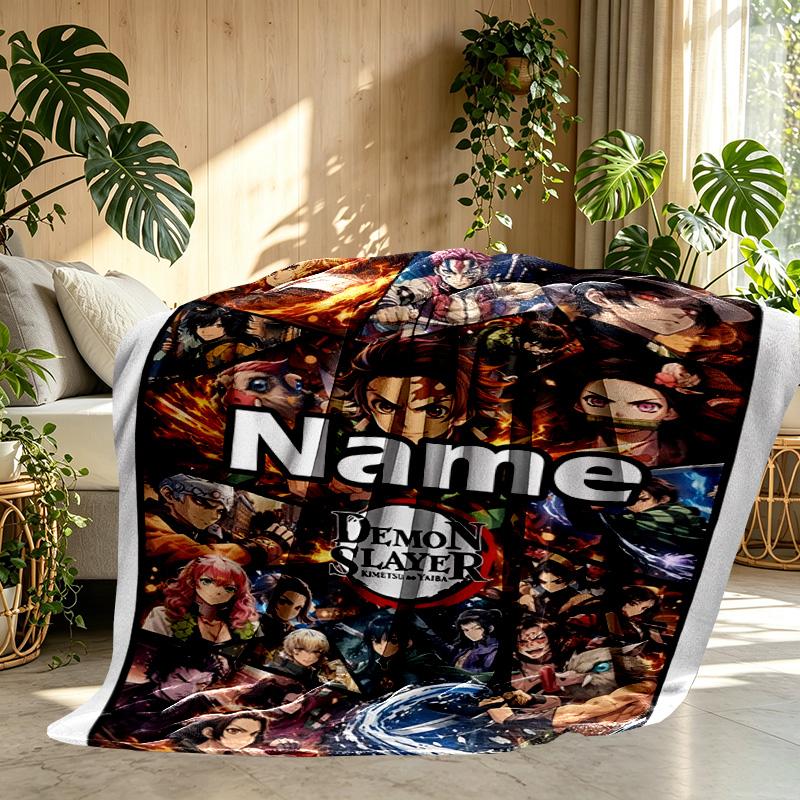 Custom Name Personalized Demon Slayer Print Blanket, Home Decor, Bedroom, Sofa, Camping, Couch, Gifts for Birthday ChristmasEnthusiasts
