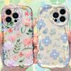 Watercolor Pink Purple Floral Wave Phone Case for iPhone 17 Air 16 E 15 14 Plus 13 12 Mini 11 Pro Max Shockproof Covers Funda