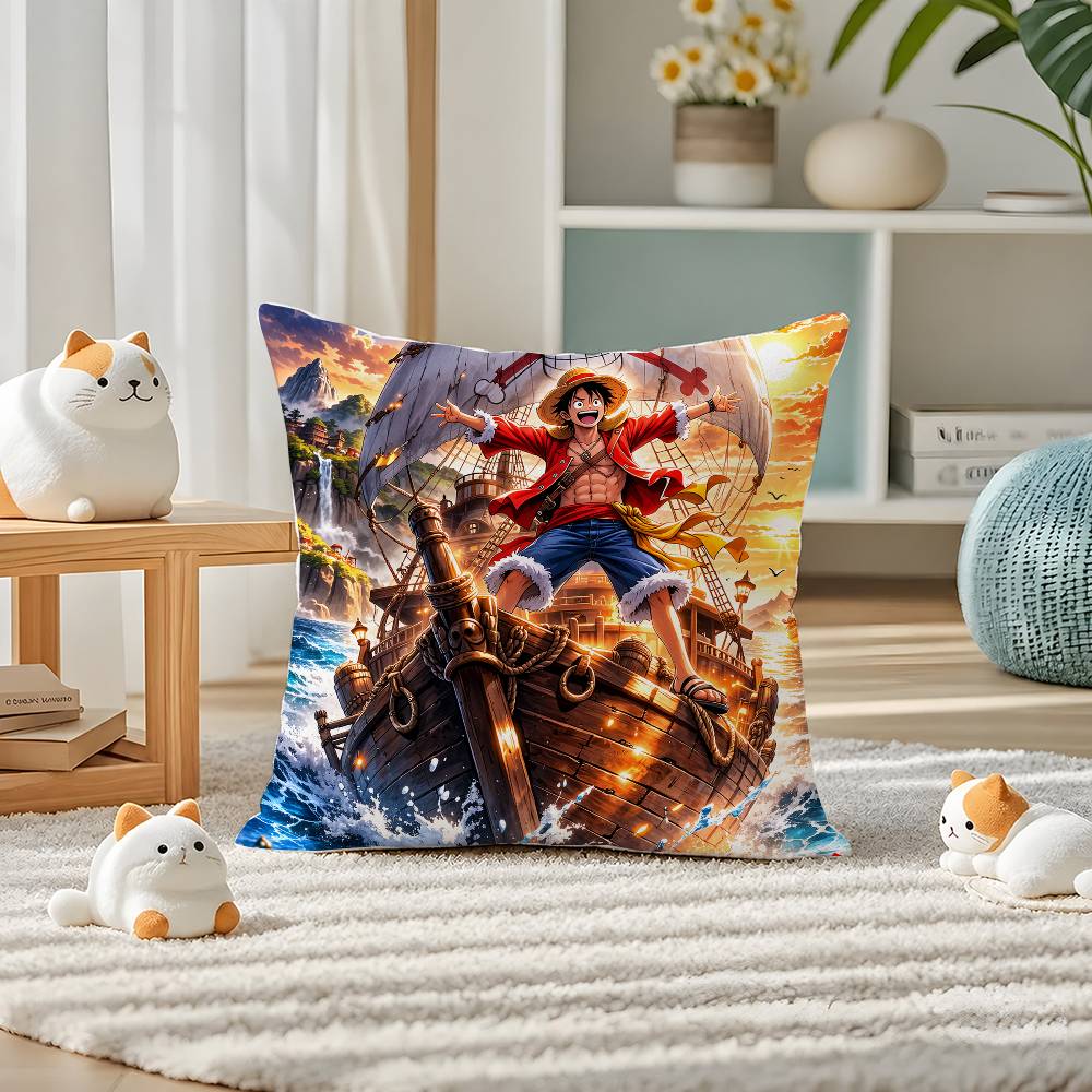 One Piece Jinbe Helmsman Anime Plush Pillow Cover Soft Short Plush Cushion Cover For Sofa Bedroom Home Decor Gift Decoration