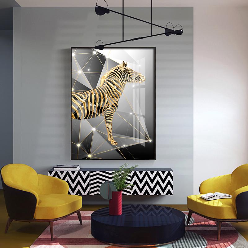 Home Decor Interior Luxury Modern Painting Gold Decoration Canvas Deer Pictures On Wall Loft Frameless Poster Room Decor No Frame