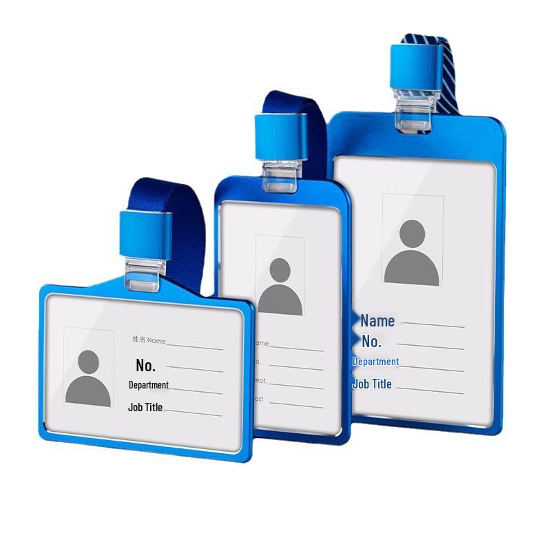 Aluminum Alloy ID Card Holder with Crystal Buckle Lanyard for Employees and Students